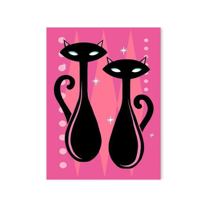 Pink Atomic Cat Duo Canvas Print