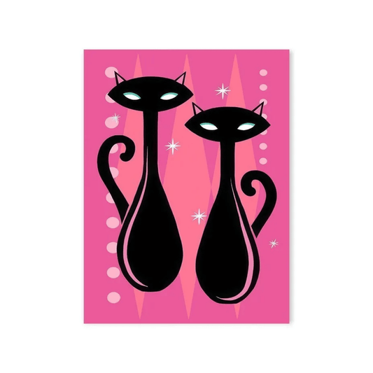 Pink Atomic Cat Duo Canvas Print