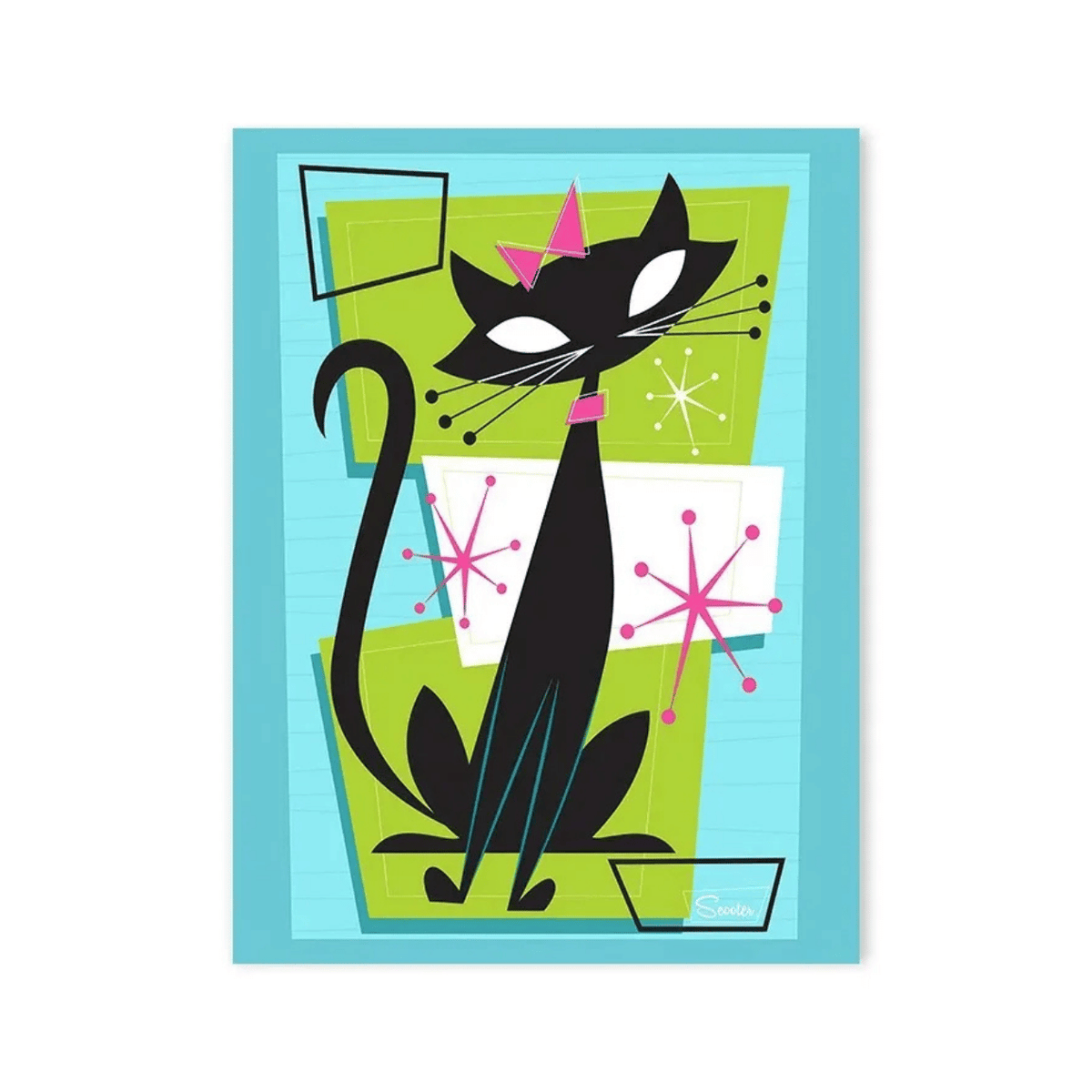 Sputnik Whiskers Black Cat Canvas Print