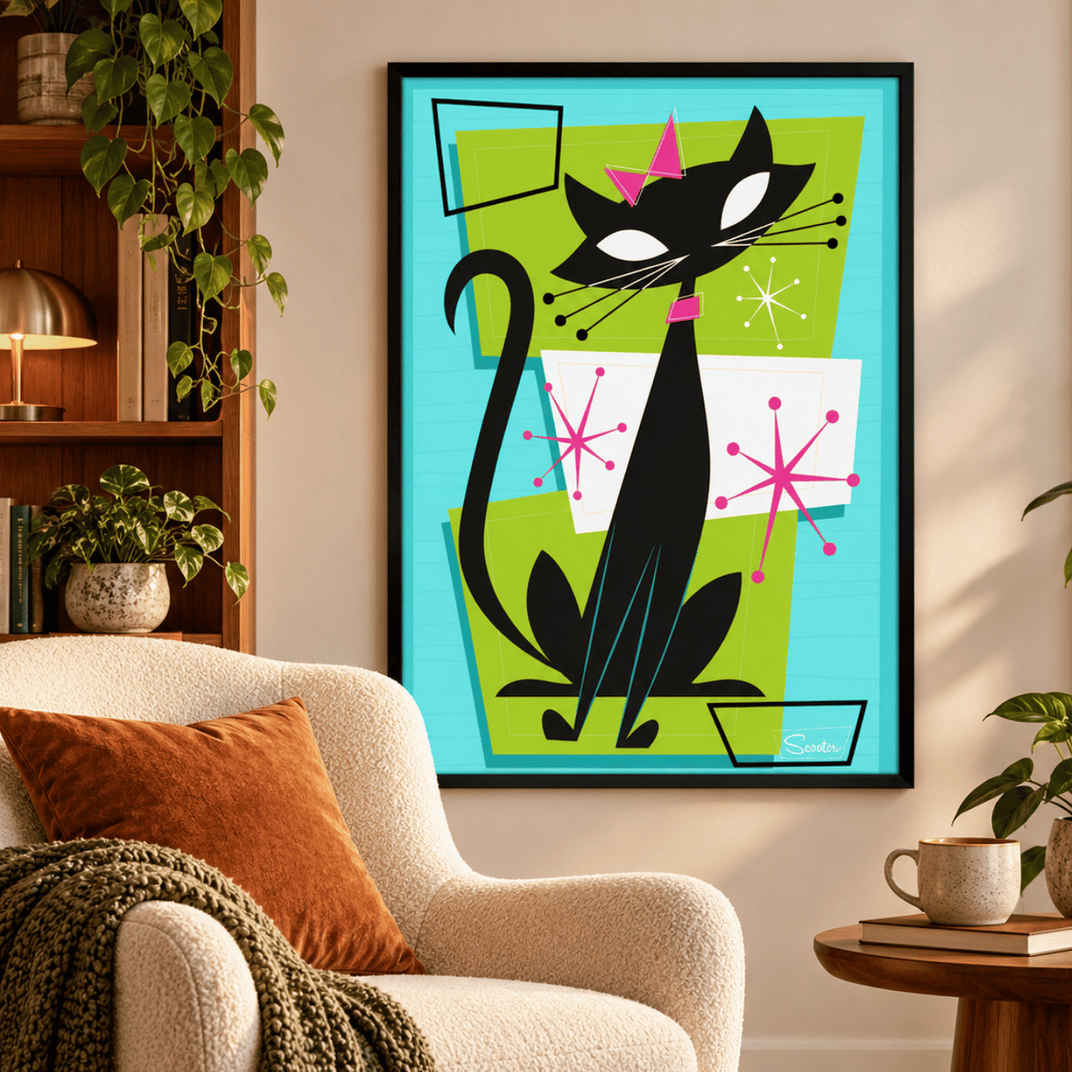 Sputnik Whiskers Black Cat Canvas Print