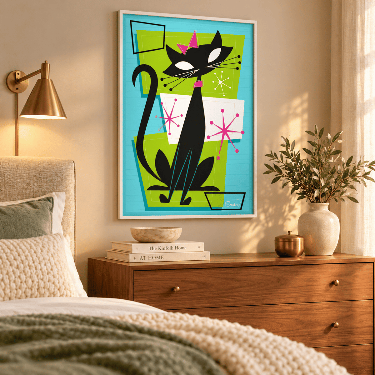 Sputnik Whiskers Black Cat Canvas Print