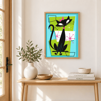 Sputnik Whiskers Black Cat Canvas Print