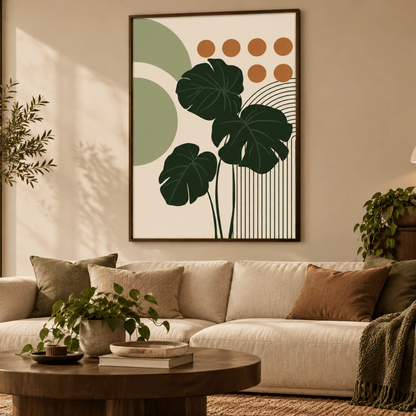 Monstera Geometry Canvas Print