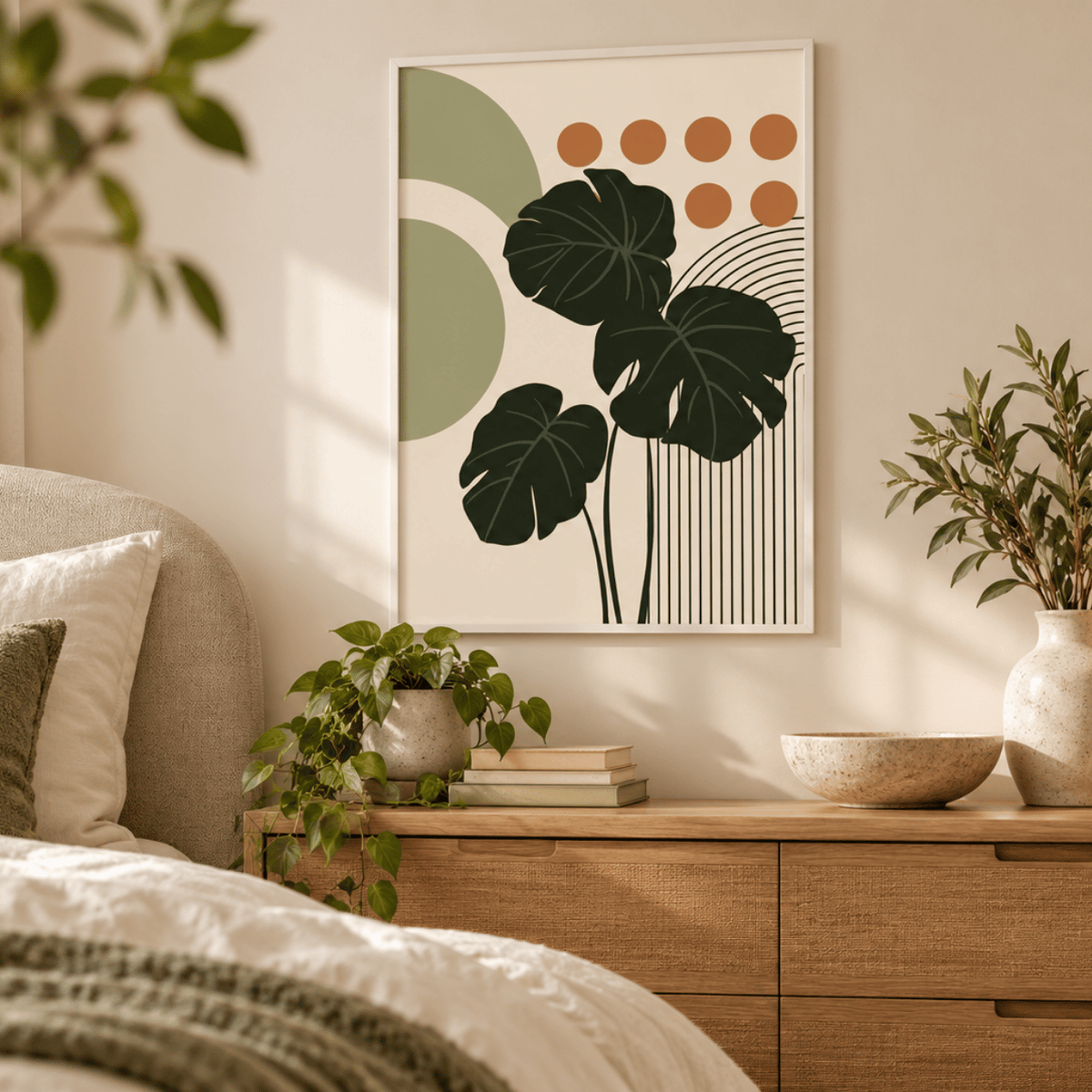 Monstera Geometry Canvas Print