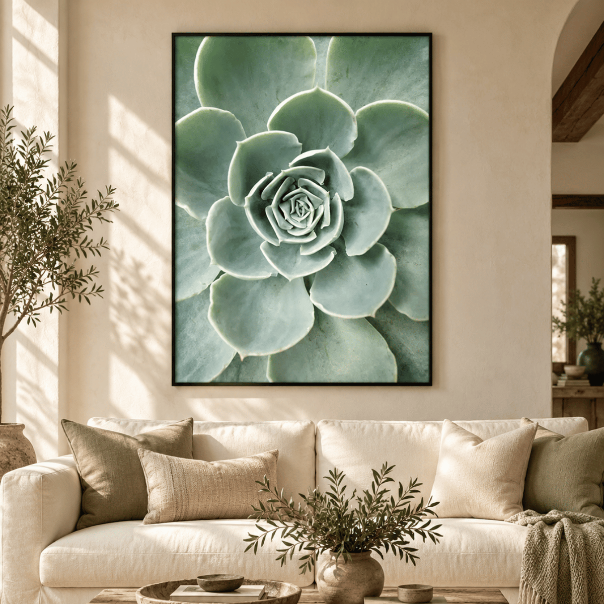 Silver Rosette Succulent Canvas Print