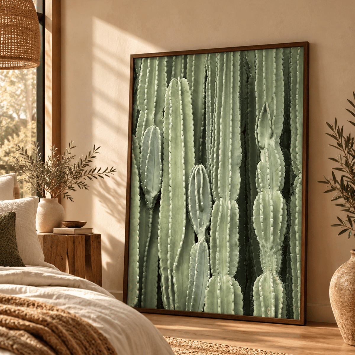 Sage Cactus Columns Canvas Print