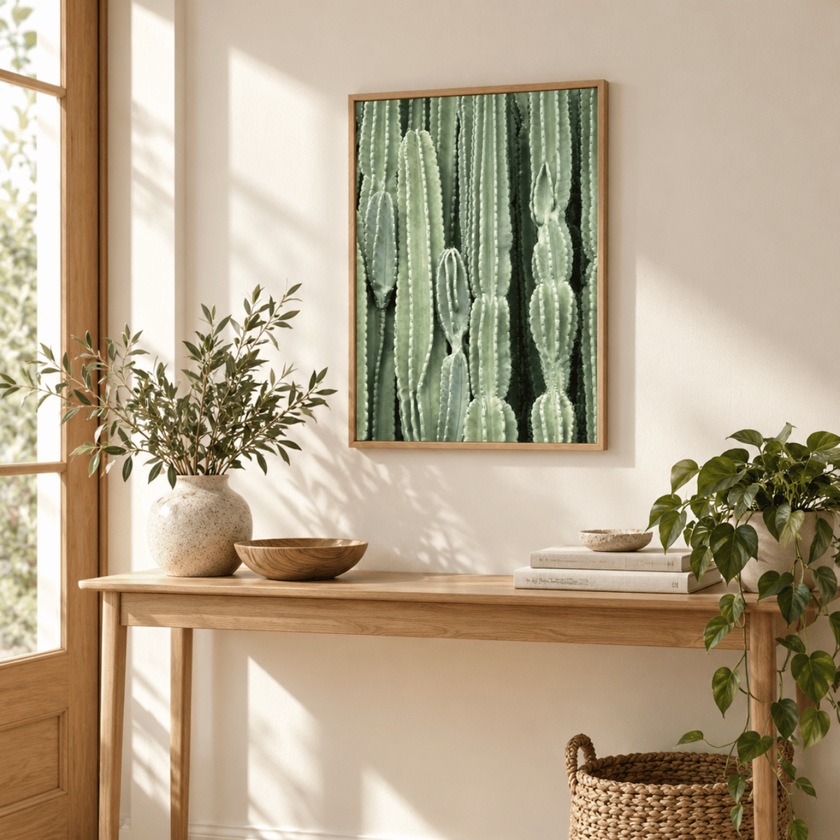 Sage Cactus Columns Canvas Print