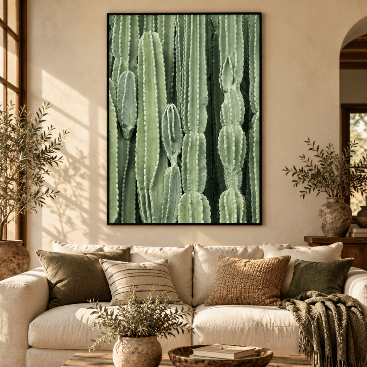 Sage Cactus Columns Canvas Print
