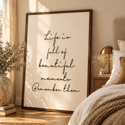 Beautiful Moments Quote Canvas Print