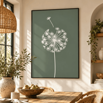 Sage Dandelion Wish Canvas Print