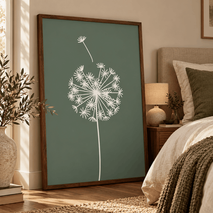 Sage Dandelion Wish Canvas Print