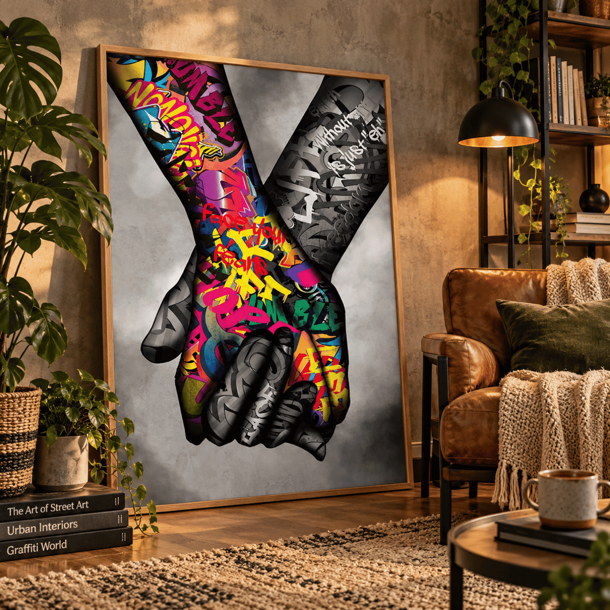 Graffiti Handshake Canvas Print