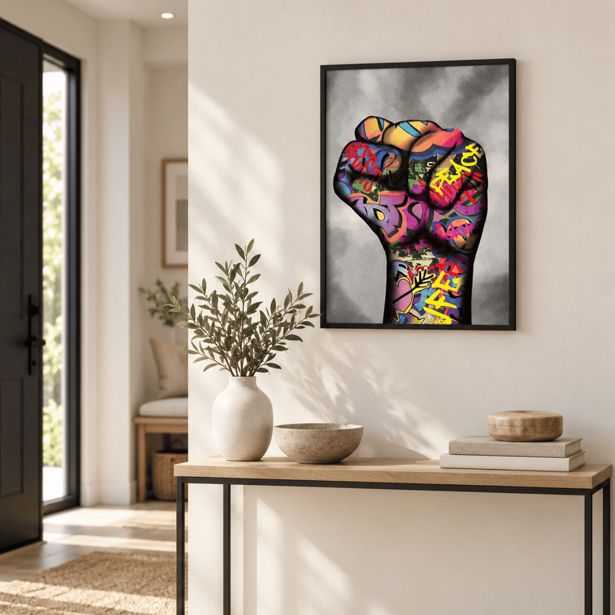 Graffiti Power Fist Canvas Print