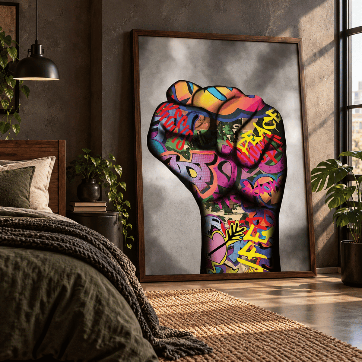 Graffiti Power Fist Canvas Print
