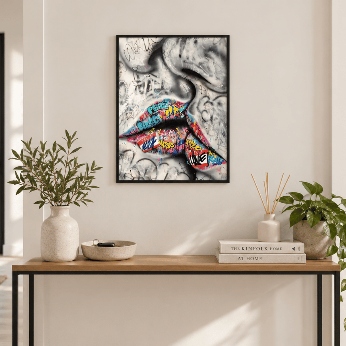 Graffiti Kiss Canvas Print