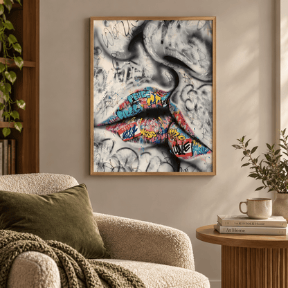 Graffiti Kiss Canvas Print