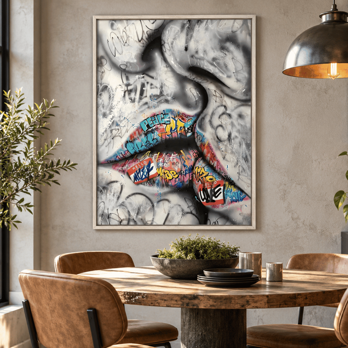 Graffiti Kiss Canvas Print