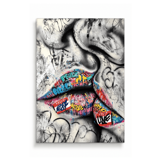 Graffiti Kiss Canvas Print