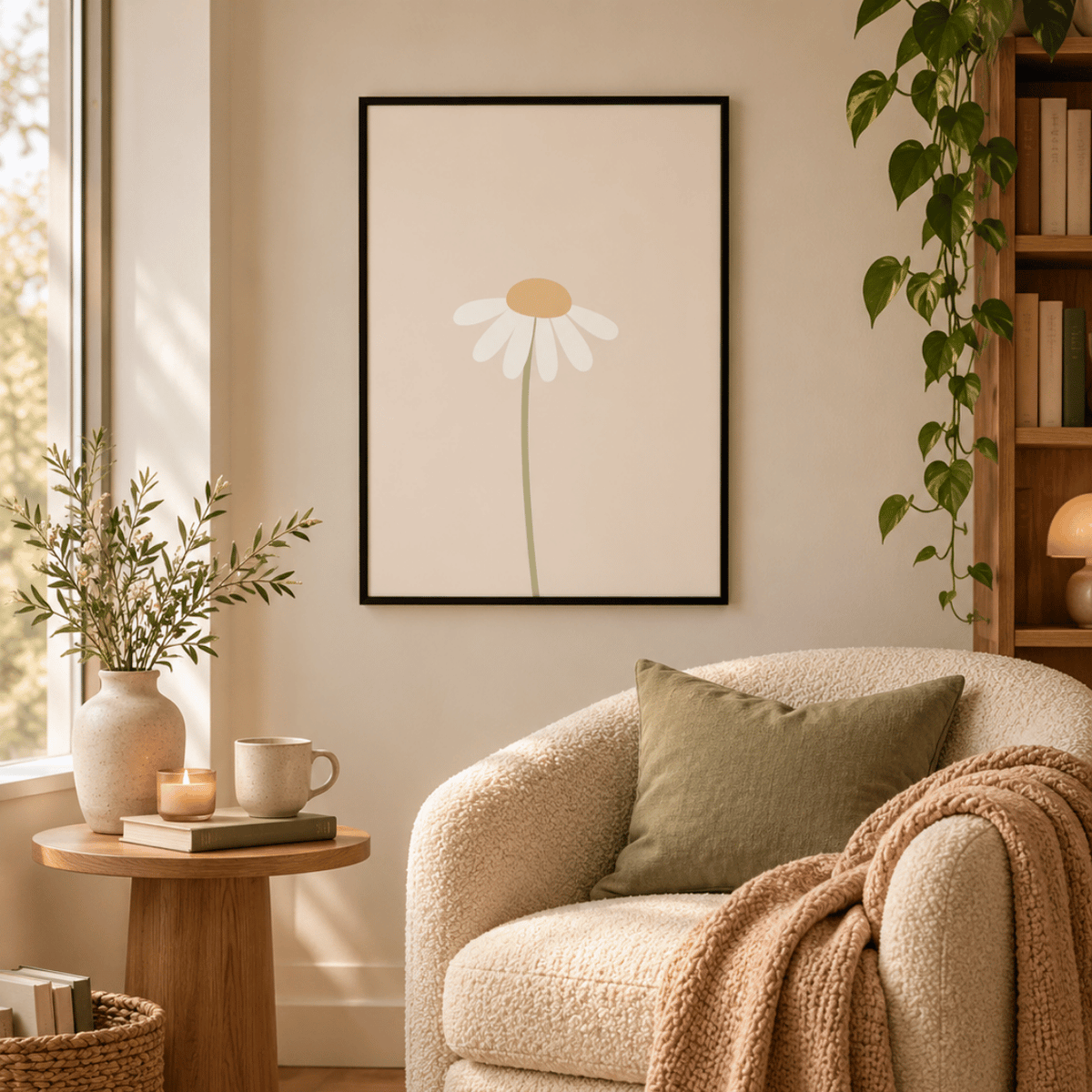 Soft Daisy Stem Canvas Print