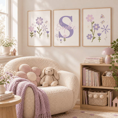 Lavender Meadow Personalised Trio Poster Pack