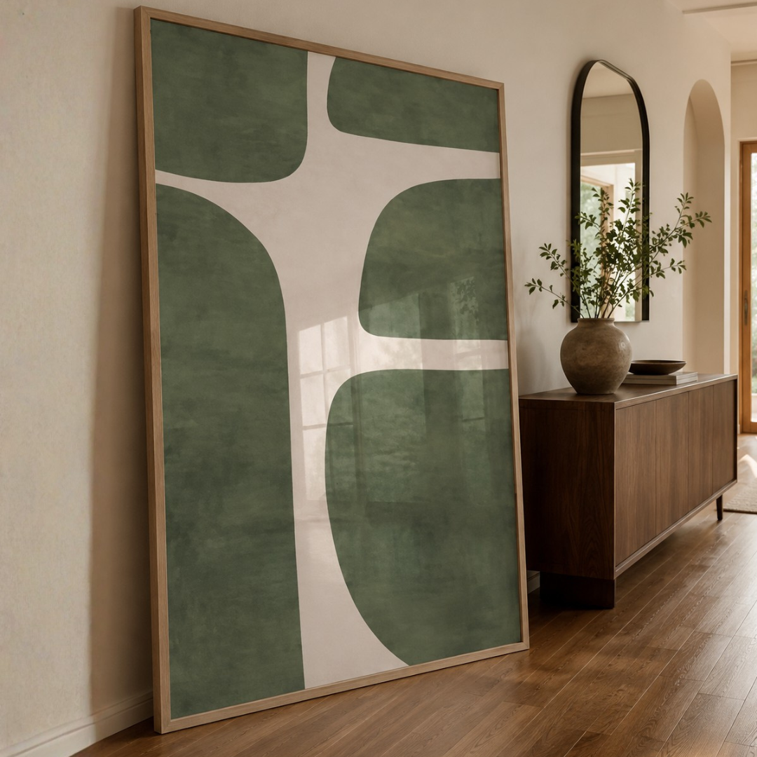 Olive Rhythm Abstract Canvas Print