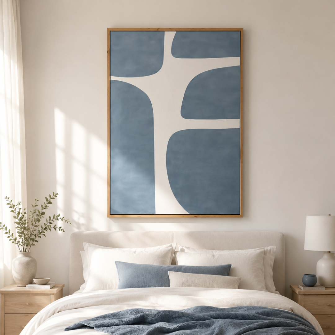 Blue Drift Lines Abstract Canvas Print