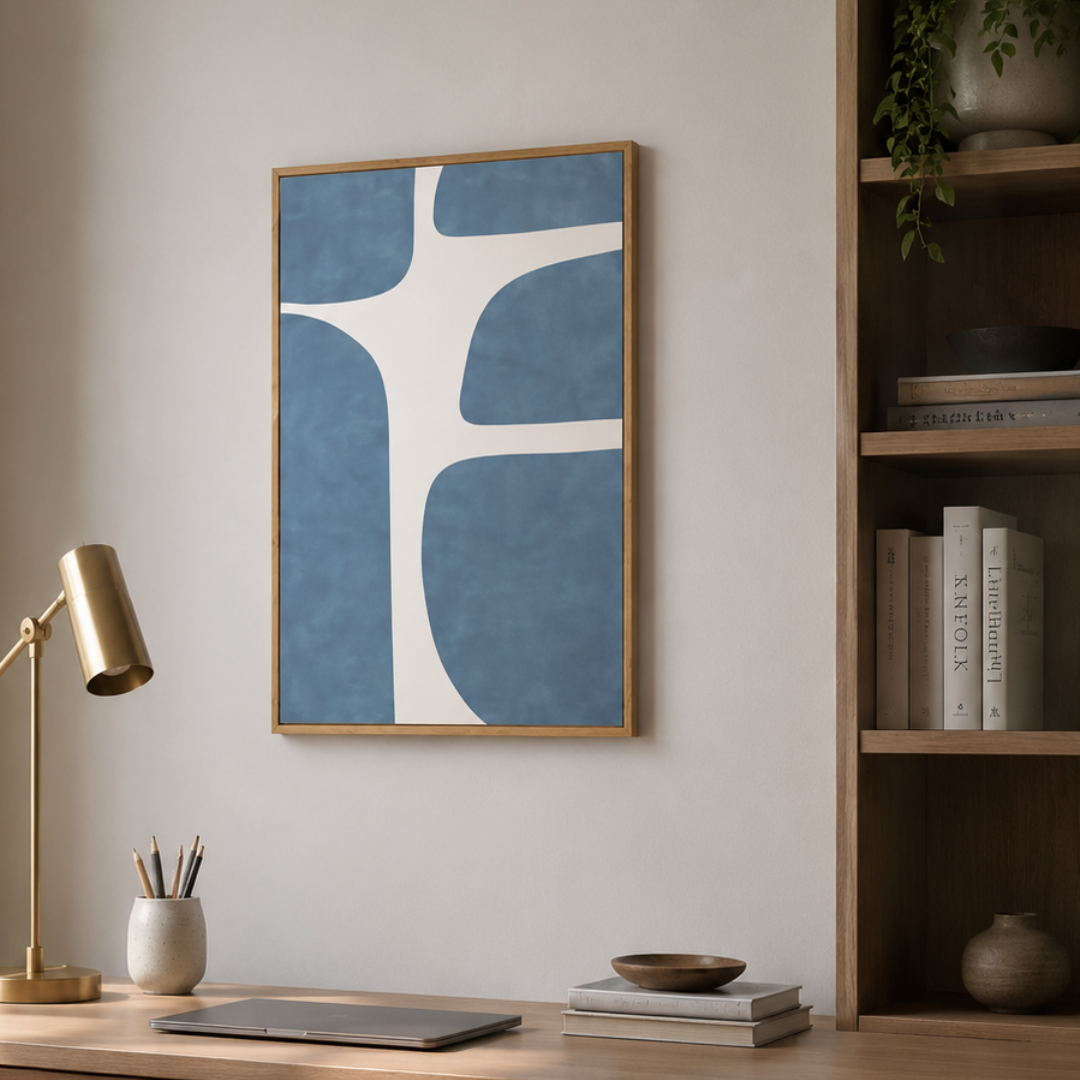 Blue Drift Lines Abstract Canvas Print
