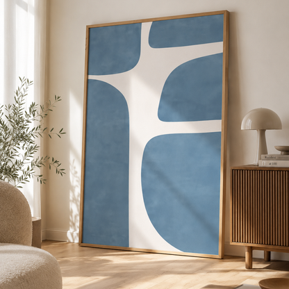 Blue Drift Lines Abstract Canvas Print