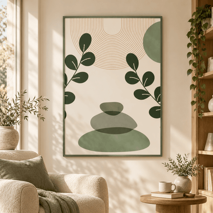 Sage Stone Balance Canvas Print