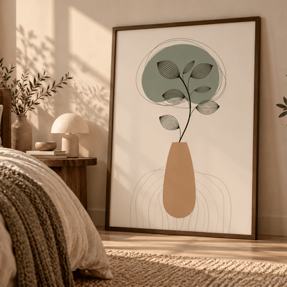 Sage Leaf Vase Canvas Print