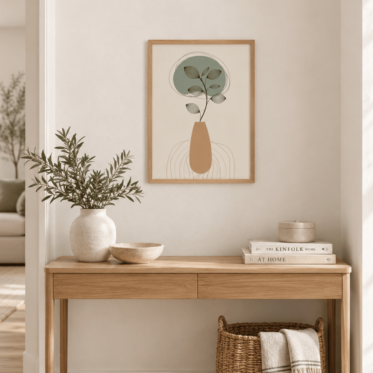 Sage Leaf Vase Canvas Print
