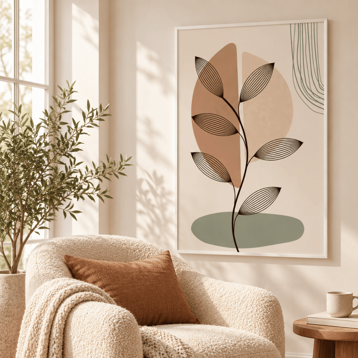 Linear Leaf Forms Canvas Print