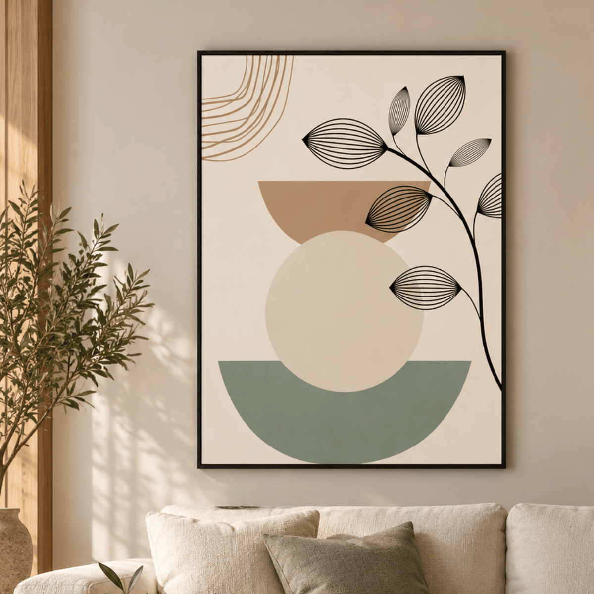 Sage Crescent Leaves Canvas Print