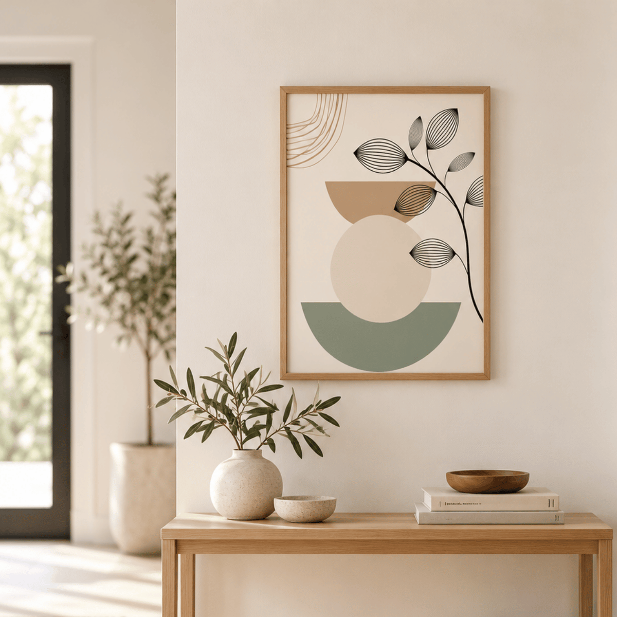 Sage Crescent Leaves Canvas Print