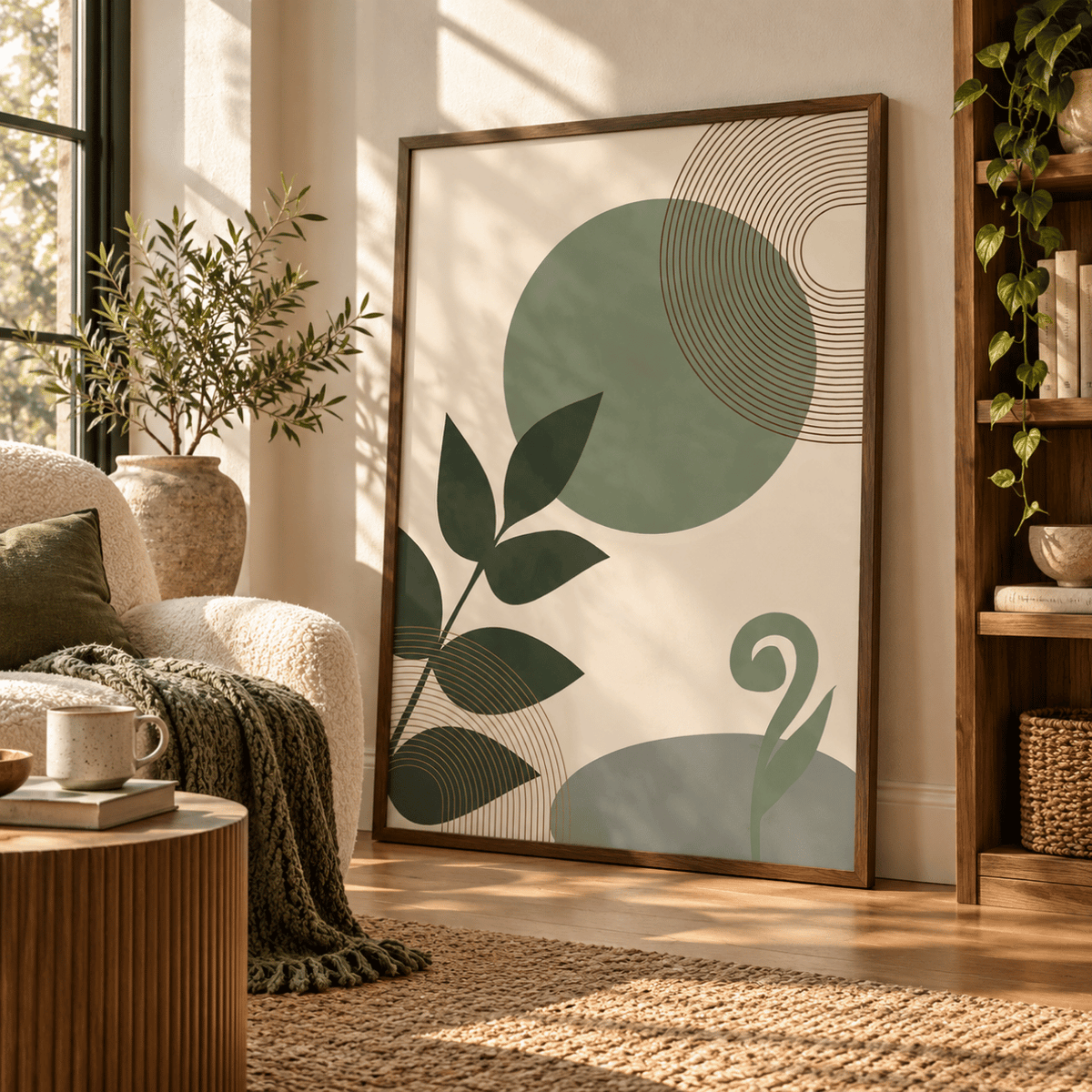 Sage Solstice Leaves Canvas Print