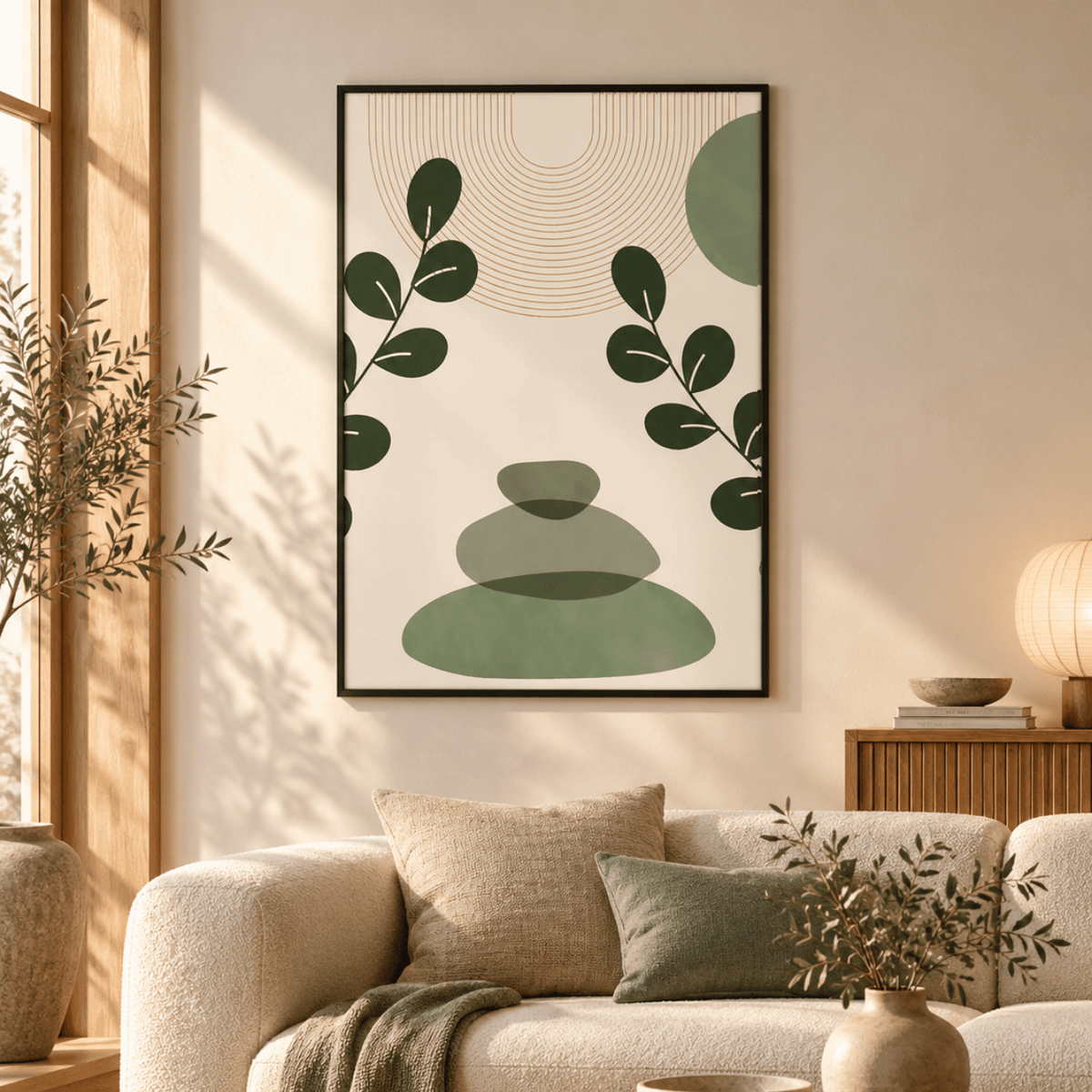 Sage Stone Balance Canvas Print