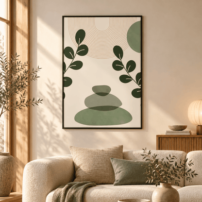 Sage Stone Balance Canvas Print