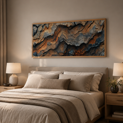Burnt Earth Layers Abstract Panoramic Canvas Print