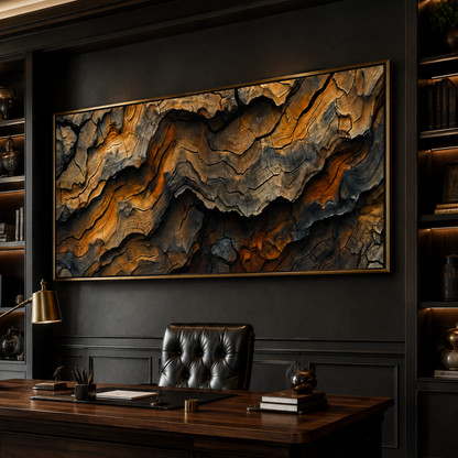 Burnt Earth Layers Abstract Panoramic Canvas Print
