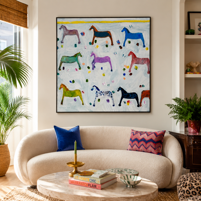 Painted Pony Parade Colourful Horse Canvas Print