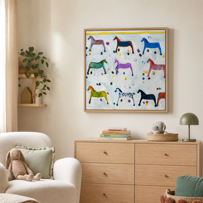 Painted Pony Parade Colourful Horse Canvas Print