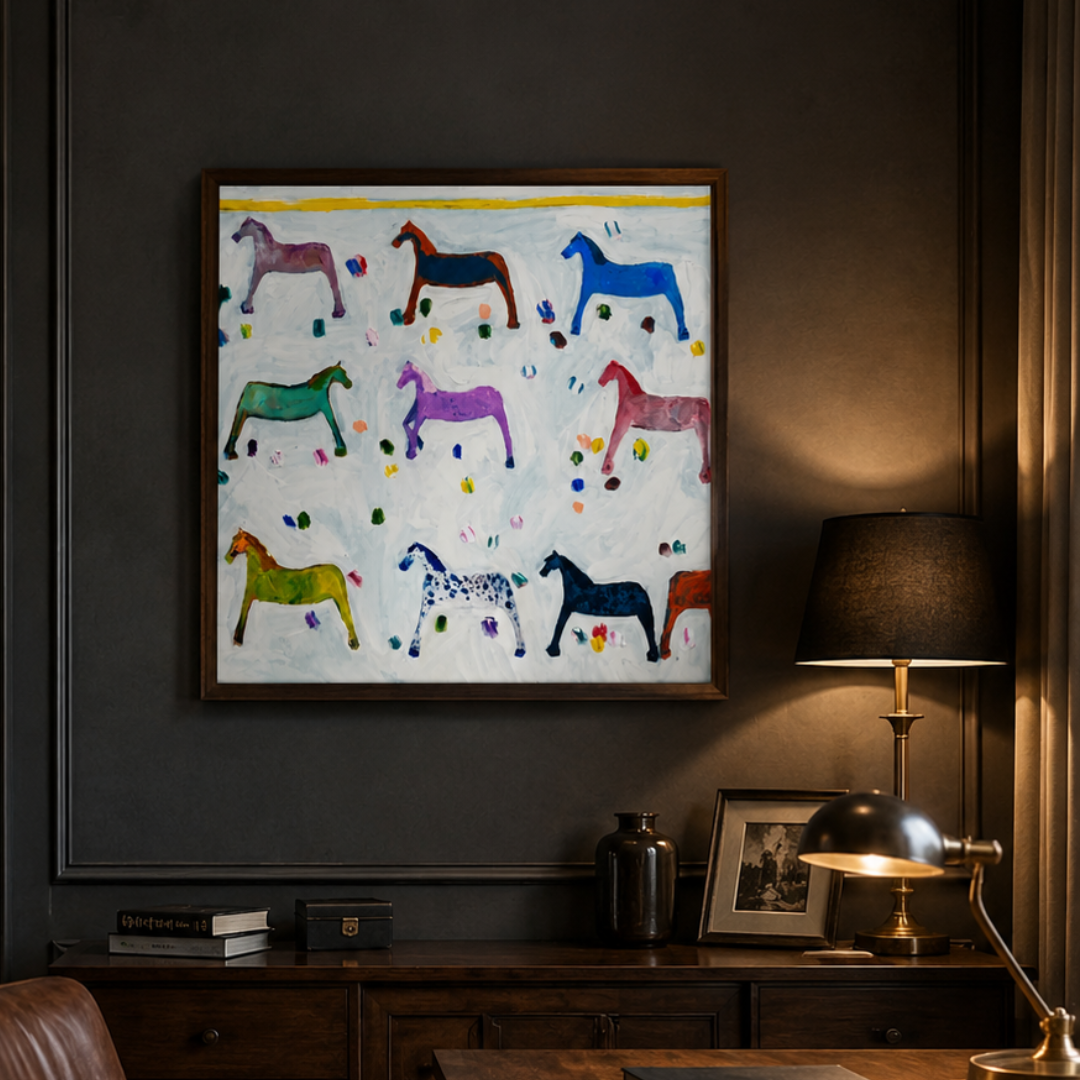 Painted Pony Parade Colourful Horse Canvas Print