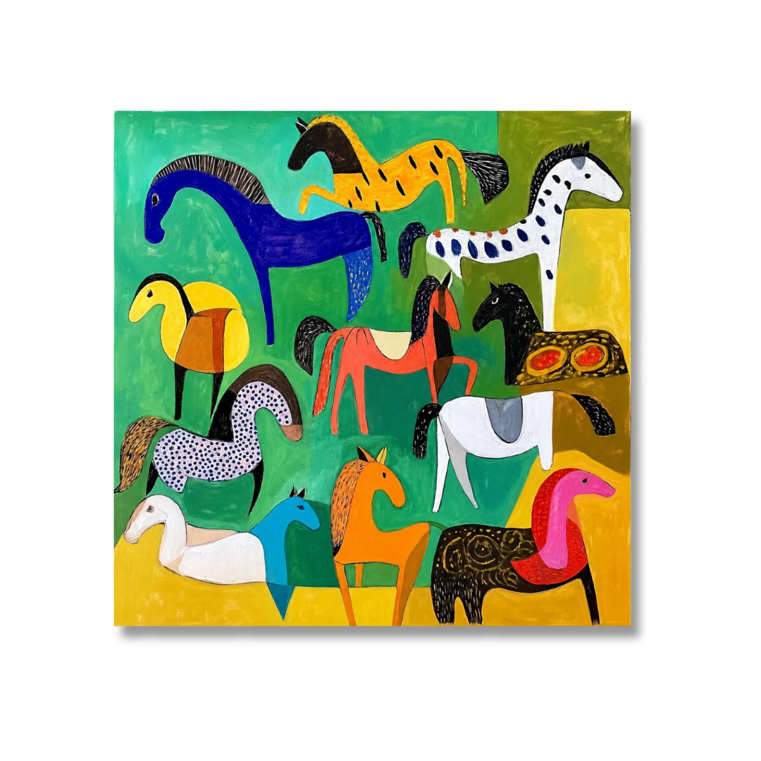 Wild Colourful Carnival Horses Canvas Print