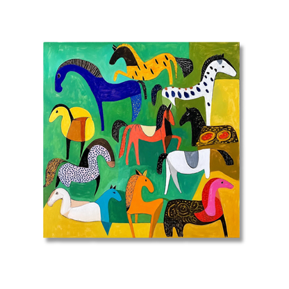 Wild Colourful Carnival Horses Canvas Print