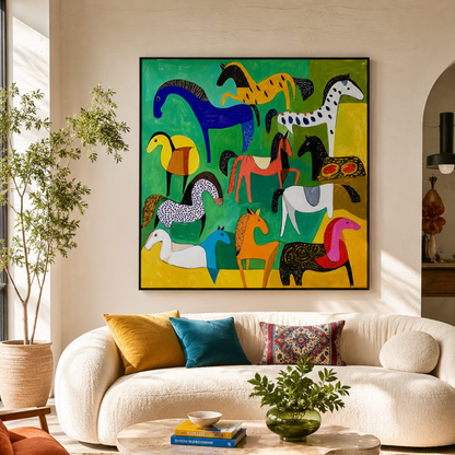 Wild Colourful Carnival Horses Canvas Print