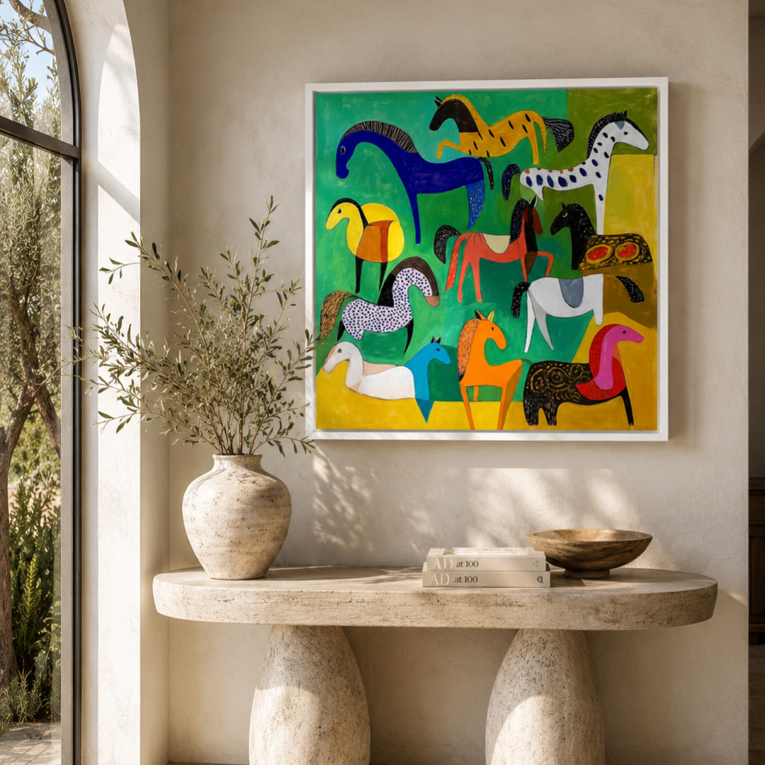 Wild Colourful Carnival Horses Canvas Print