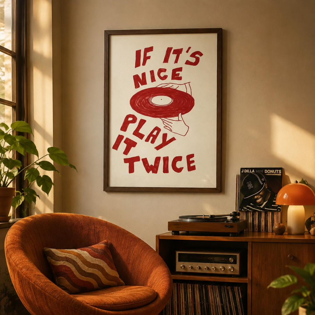 Play It Twice Retro Vinyl Record Canvas Print