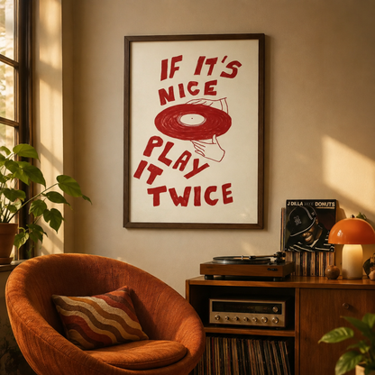 Play It Twice Retro Vinyl Record Canvas Print