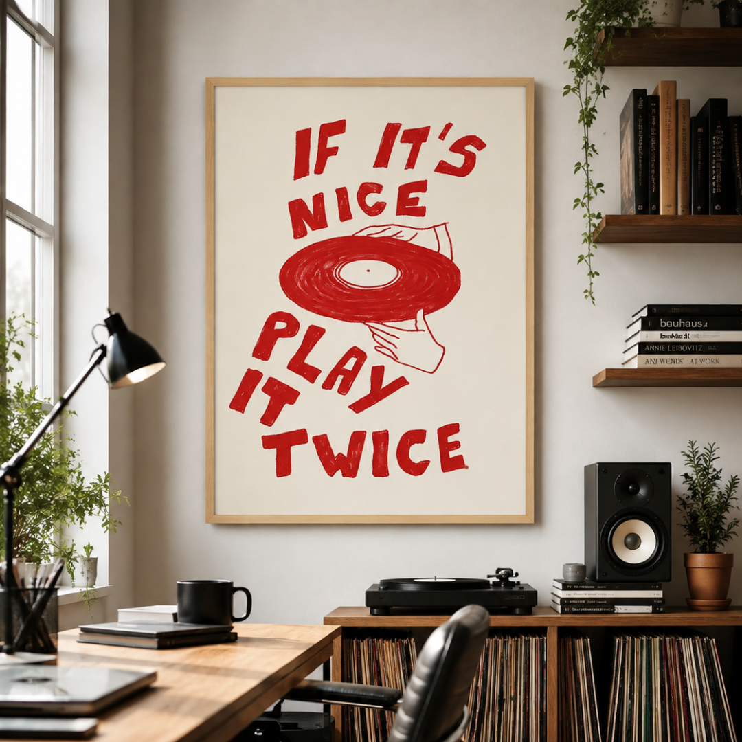 Play It Twice Retro Vinyl Record Canvas Print