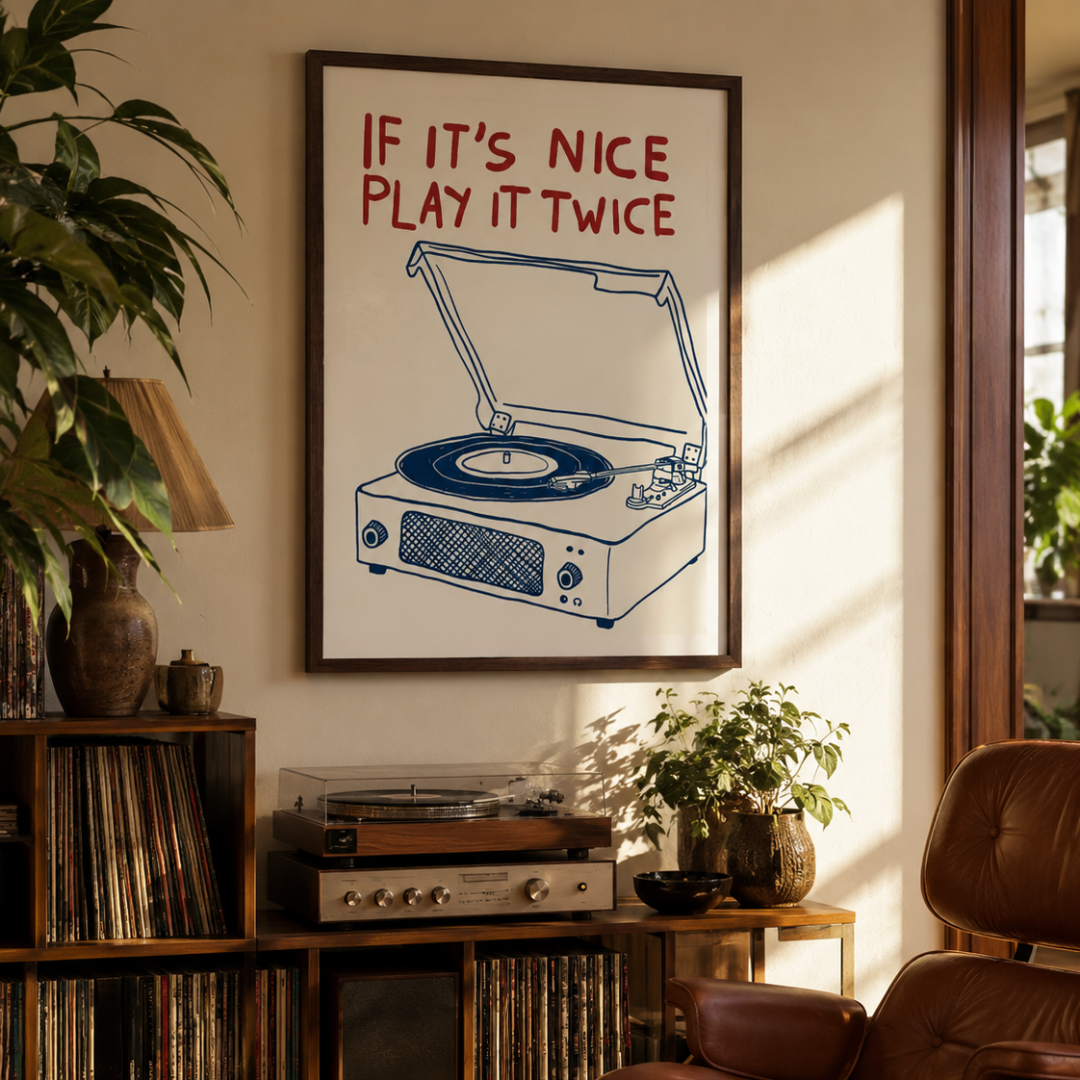 If It’s Nice Play It Twice Record Player Canvas Print